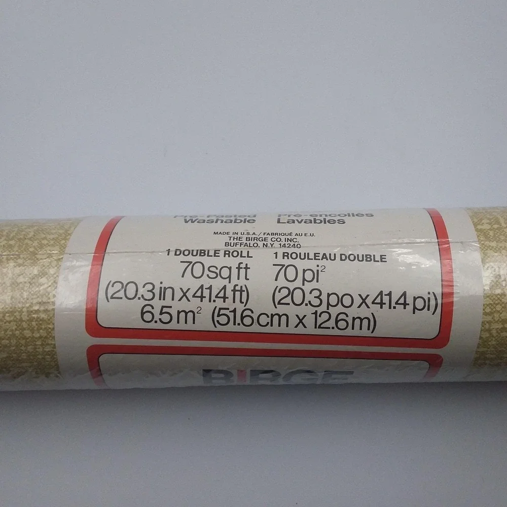 Vtg MCM 1970s Birge Unused Bamboo Print Wallpaper 70 sq ft Dbl‎ Roll